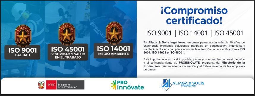 Certificación ISO Aliaga & Solís Ingenieros